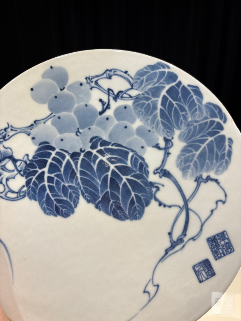 民国 王步风格青花折枝瑞果纹瓷板 - 图4